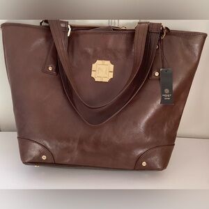 Monet Chocolate Brown Leather Tote